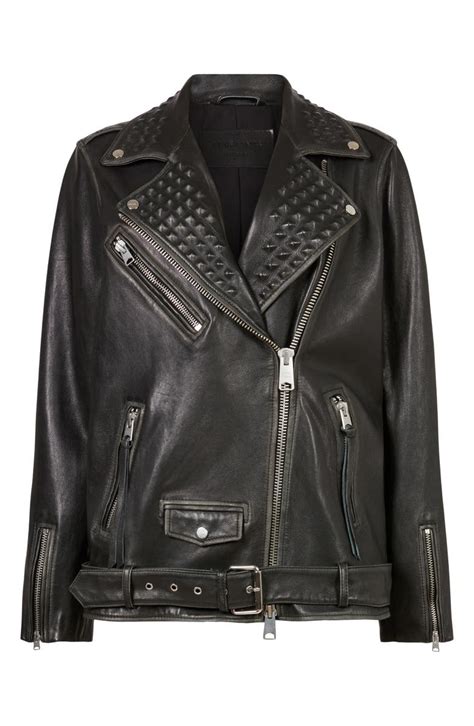 all saints studded leather jacket